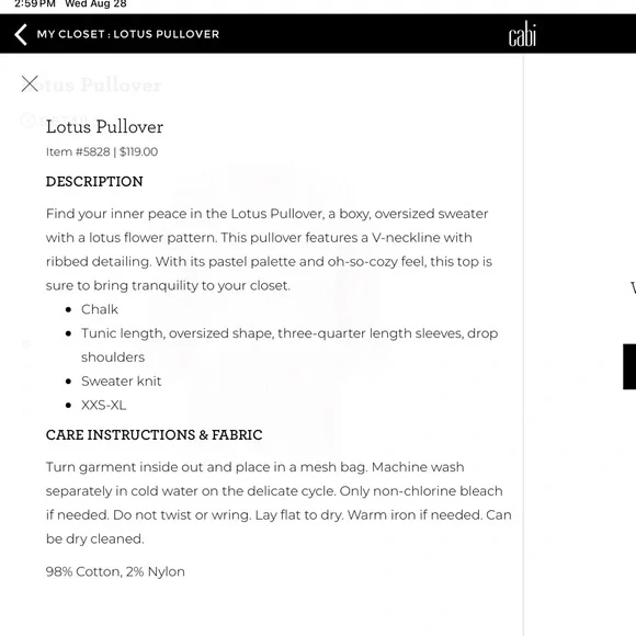 Cabi Lotus pullover #5828 small - Picture 6 of 6